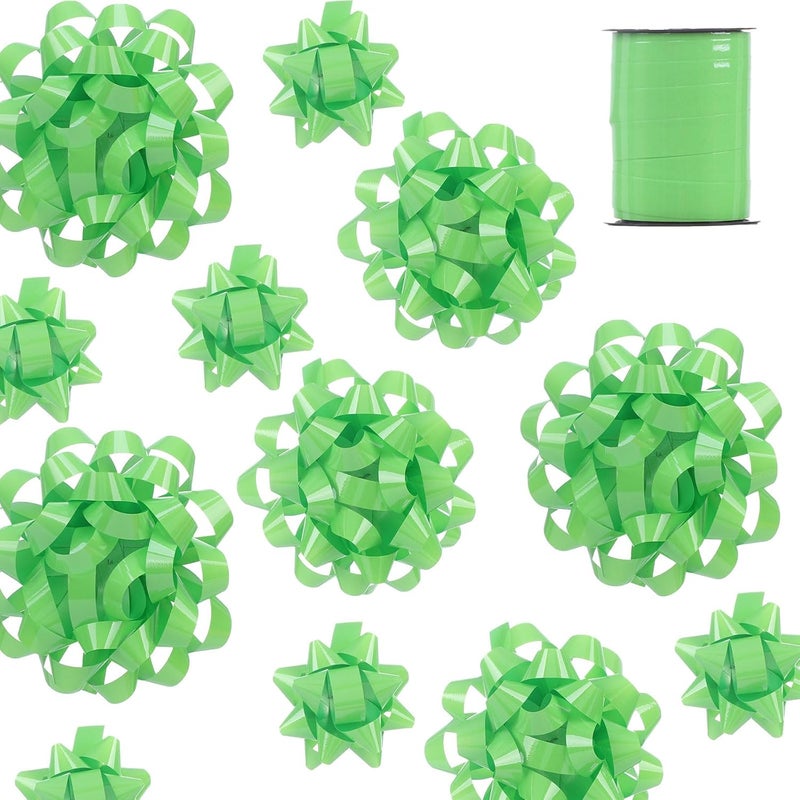FORBINBO 25 Pcs Gift Bows Assortment - 3 Size Gift Bowsand 1 Crimped Curling Ribbons, Perfect for Christmas, Holiday，Birthdays, Weddings, Baby/Bridal Showers, Party (Green) - Image 2